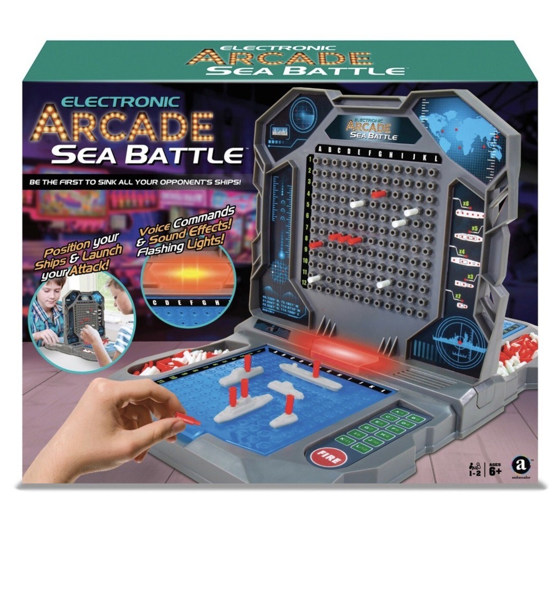 Electronic Arcade Sea Battle Ships Game Destroy Skill Guess Family