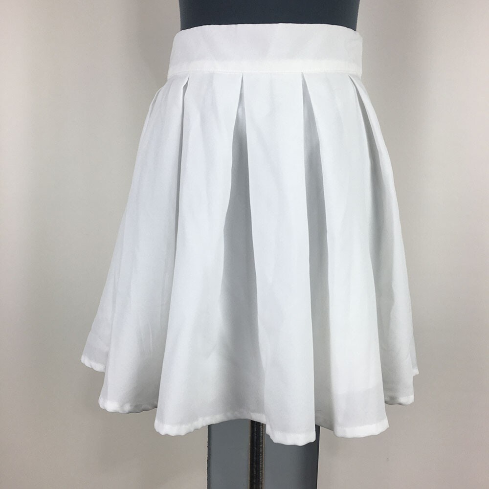 SHEIN White Pleated Tennis Skirt with Zipper 100% Polyester