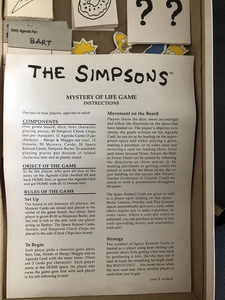 vintage Retro Original THE SIMPSONS MYSTERY OF LIFE BOARD GAME, 1990 - Image 4 of 4