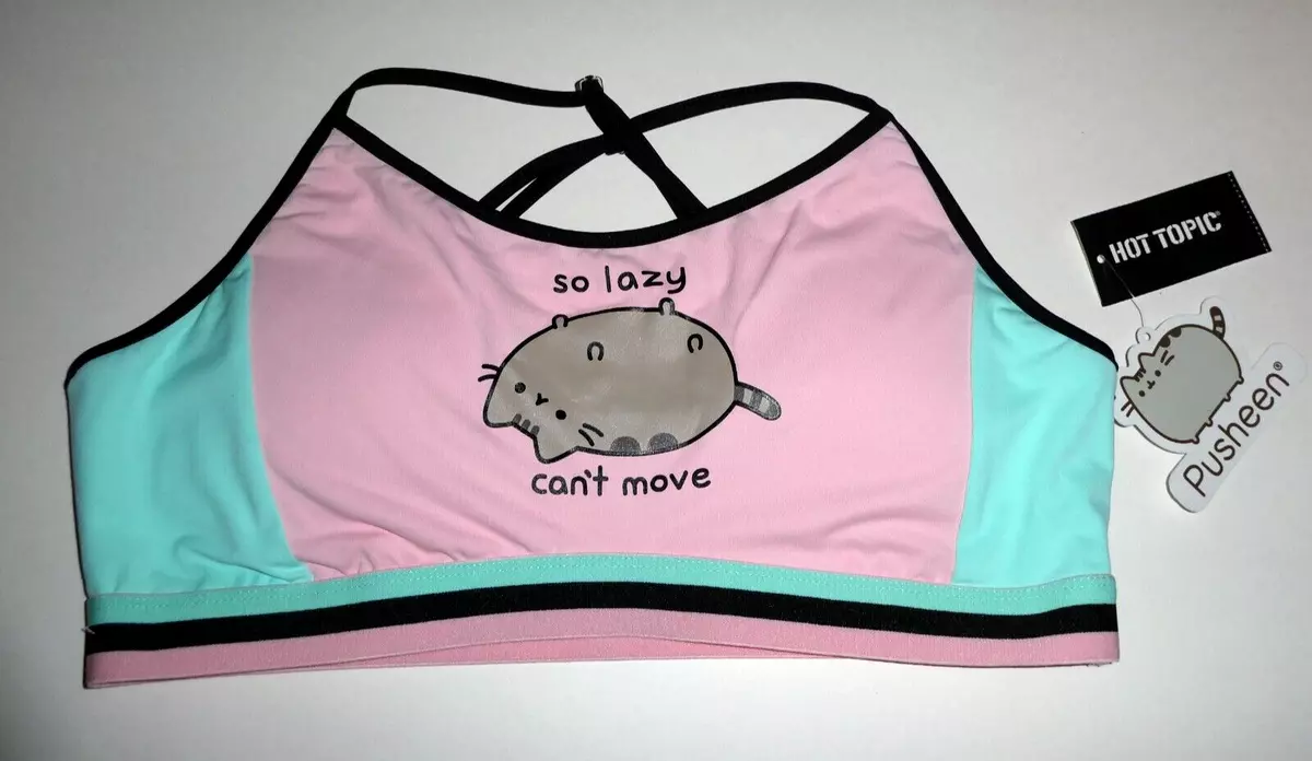 Pusheen So Lazy I Can t Move juniors xl Sports Bra top vtg Hot