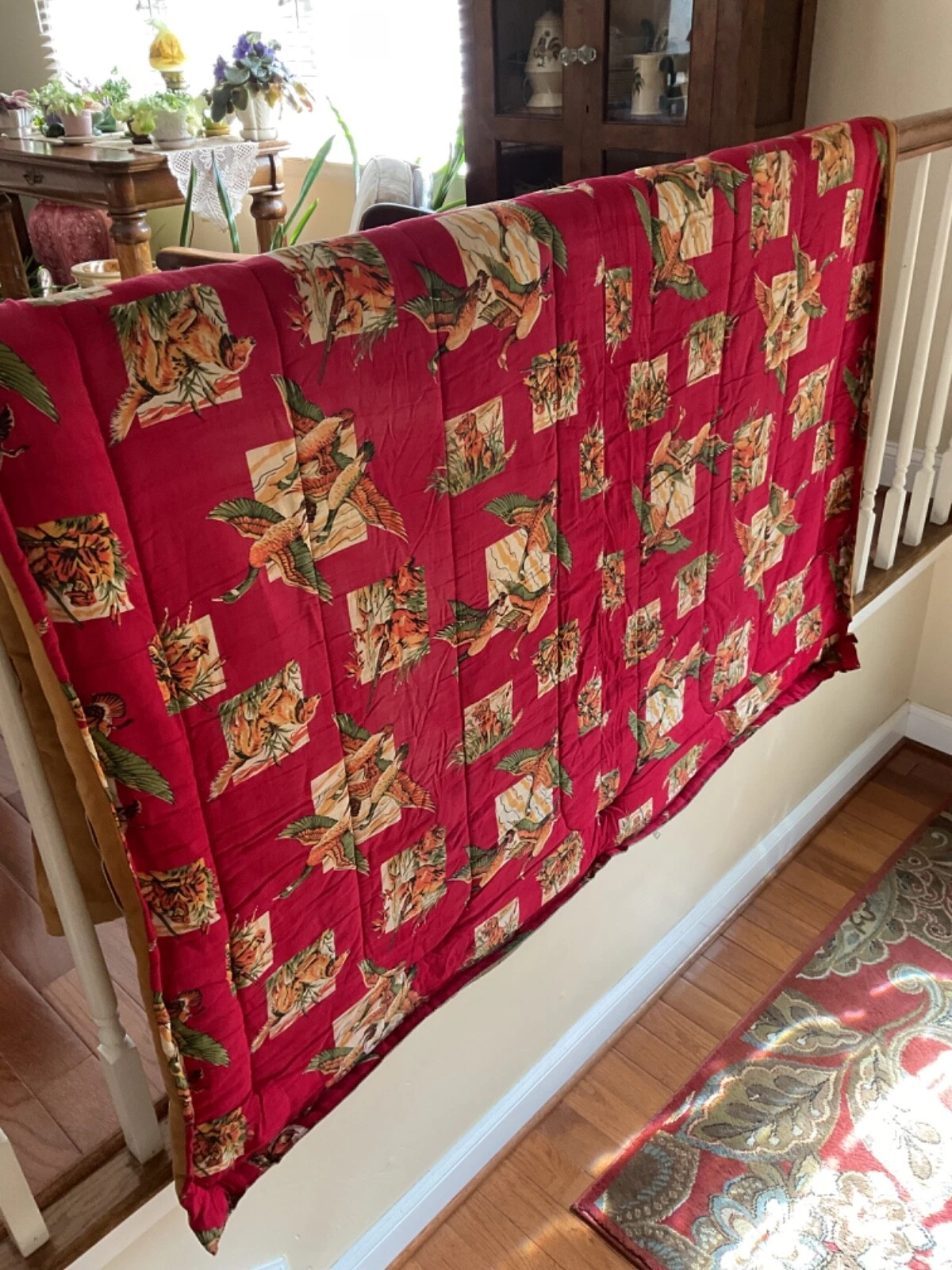 VTG Cotton Woven w/Ducks or Geese in Flight Zippered Sleeping Bag 71x31 inches