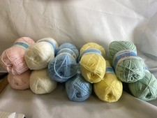 Herrschners Baby Yarn Lot 10 Skeins 3.5 Oz 100 Acrylic, 2 Whte, Bl,pk,yell,gre