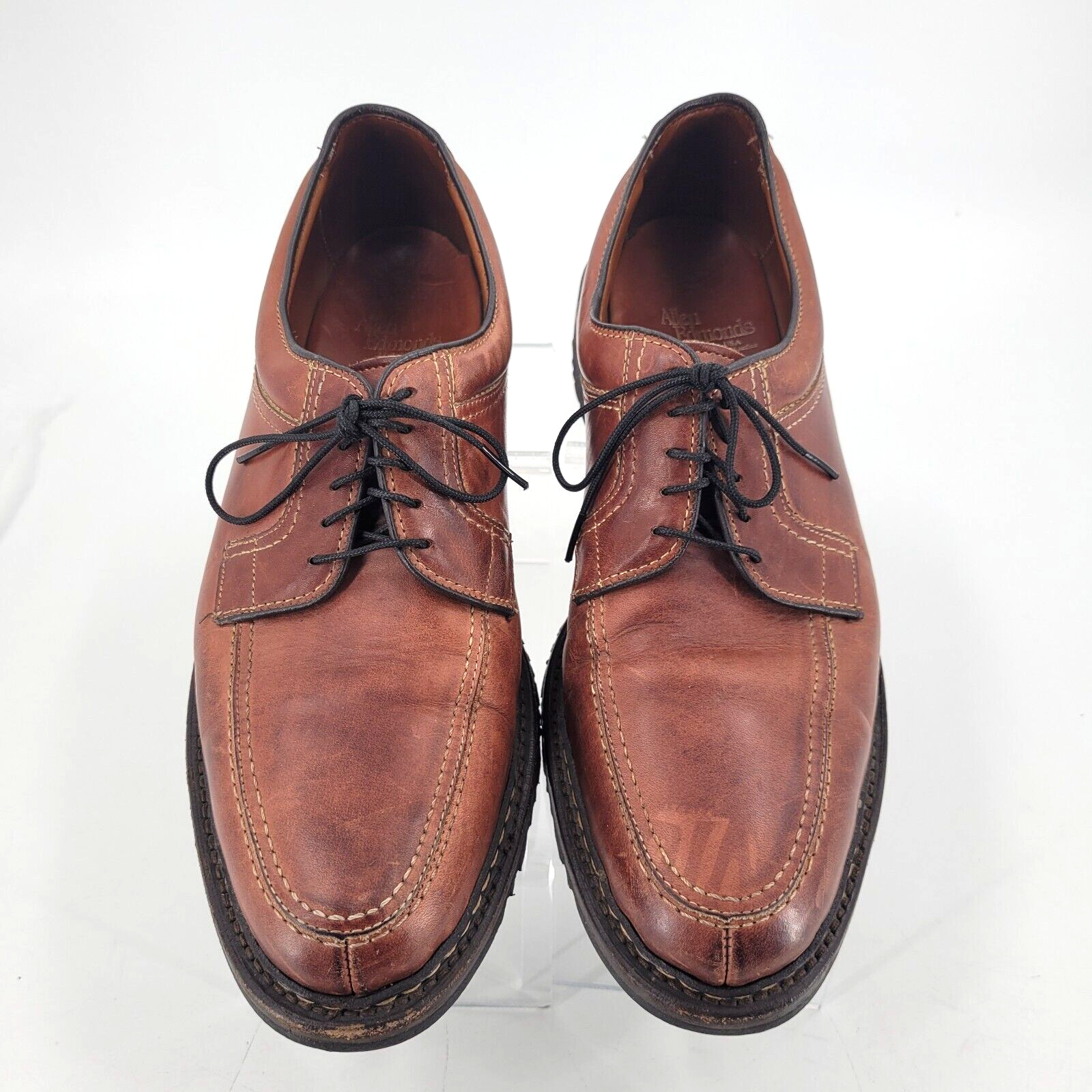 SAOLA Scarpe eleganti marroni in pelle grembiule Allen Edmonds Wilbert Derby taglia 10 5