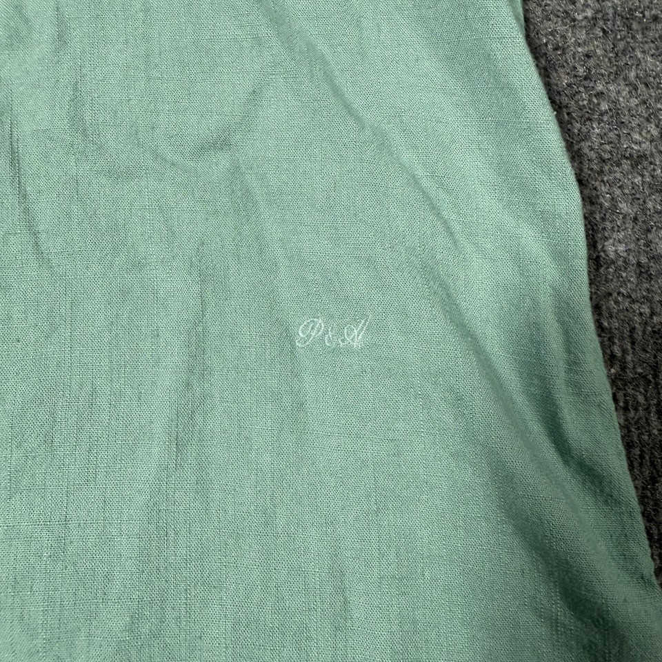 Porter & Ash Shirt Mens Medium Green Linen Short Sleeve Button Up ...