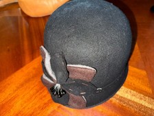 Scala Collezione Wool Bucket Hat With Flowers Brown One Size