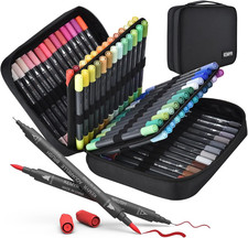 Markers for Adult Coloring Books: 80 Color Dual Tip Fine  Brush Pens Water-Base