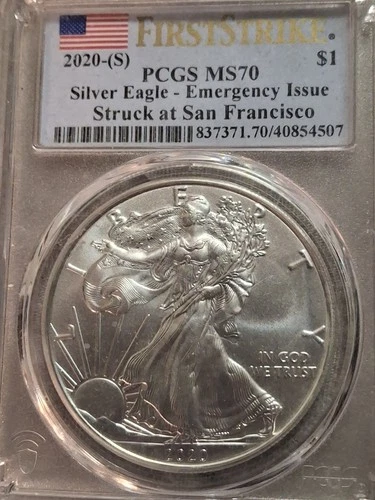 U.S. Mint American Eagle 2020 1 oz Silver Business Strike PCGS MS70 .999