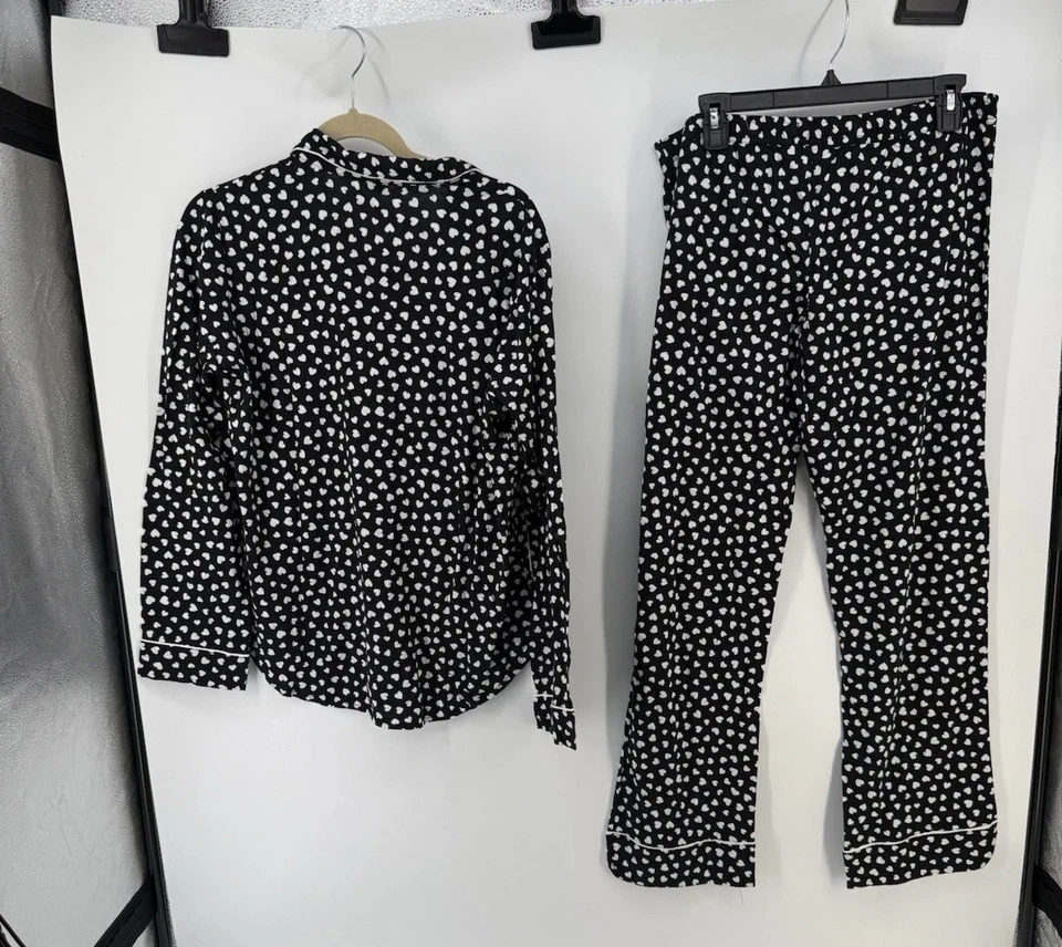 Mujer PJ Salvage Pijama Negro Corazones Grande Algodón Modal Jersey Mezcla Nuevo con Etiquetas Foto 4 de 4