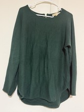 Michael Kors Green Knit Pullover Sweater Boat Neck Back Zip Women L