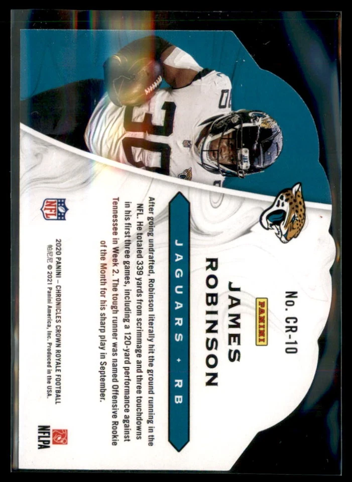 2020 Panini Crown Royale Football James Robinson Jaguars CR-10 Rookie Card - Image 2 of 2