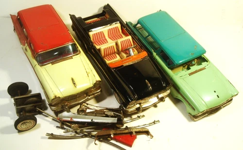 PARTS RESTORE THREE 57 FORD CONVERTIBLE STATION WAGON CARS  BANDAI JAPAN