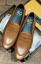 Mens  Suit Direct MIKA tan leather slip on smart loafers. perfect for work.  new