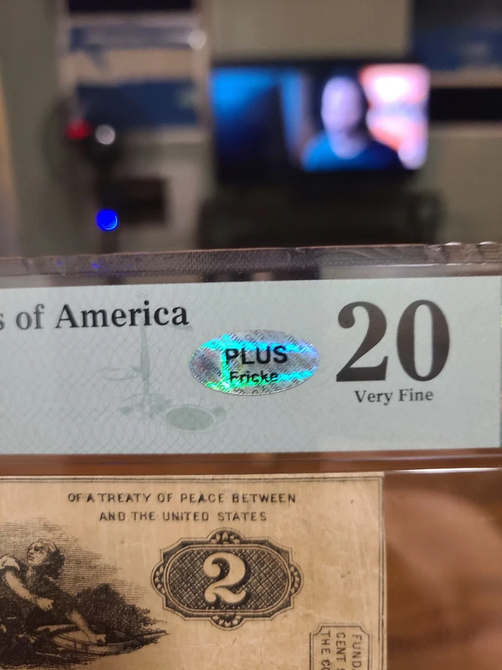 $2 1862 Confederate States Of America ** VERY RARE!!! ** Fricke PLUS Certified ! - Image 2 of 4