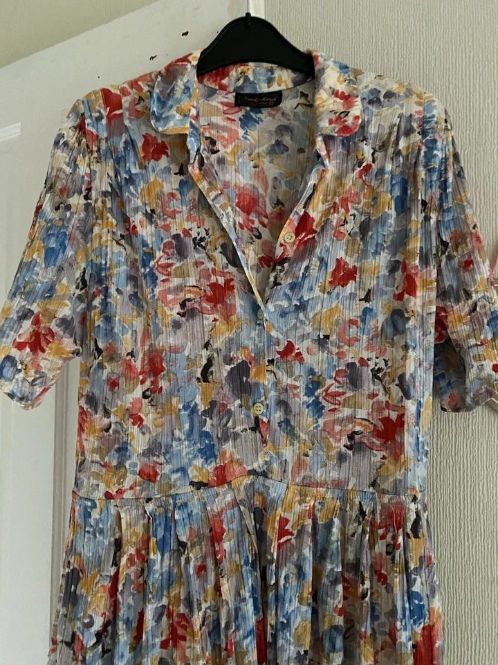 Vintage Mandy Marsh Floral Tea Dress Size 12 Made In England Classic Retro - Image 3 of 4