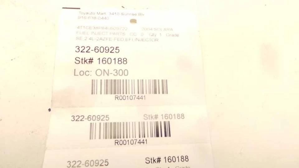 04-08 TOYOTA SOLARA SE 2.4L 4CYL Inyector de combustible  Foto 3 de 4