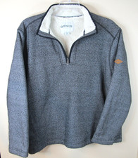 Orvis Classic Collection Gray 1/4 Zip Sherpa Lined Fleece Sweater Men's XXL