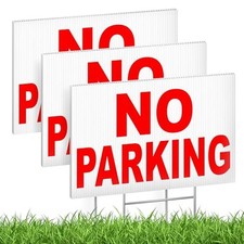 No Parking Signs with Stakes, Double-Sided 8 x 12 Inch Coroplast with Stakes