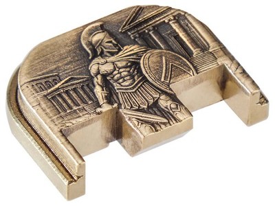 NDZ Brass Rear Plate Spartan 3D Engraved Fits Glock 17 19 26 45 47