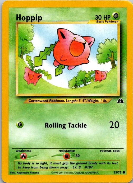 Hoppip 55/75 Common Neo Discovery Pokemon Unlimited Lightly Played