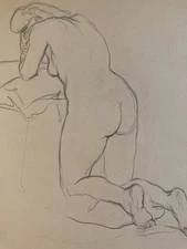 Beautiful Drawing 1900 Pencil Naked Woman Nude Prostitute IN The Taste Of