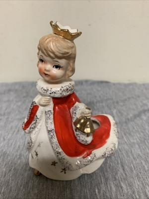 Rare Vintage Porcelain Christmas Boy King Candle Holder Figure Swan, Japan