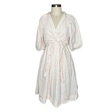 MAEVE Rhodes Shirtdress White Orange Dress A-Line Midi Women's Size 6 FLAWED