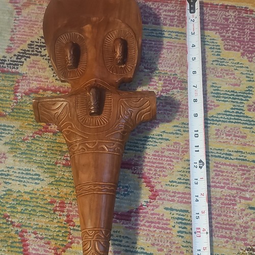 Hand-carved Polynesian hardwood war club (patu) striking club collection piece