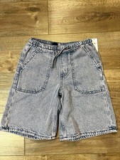 NWT GAP Kids Longline Short M Acid Wash Denim Pull-On Elastic Drawstring Girls