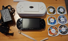 Sony PSP 1000 Handheld Console Piano Black with Mains PSU Games Films & Case