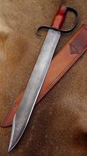Custom Handmade Carbon Steel D-guard Bowie Knife Red Wood Handle