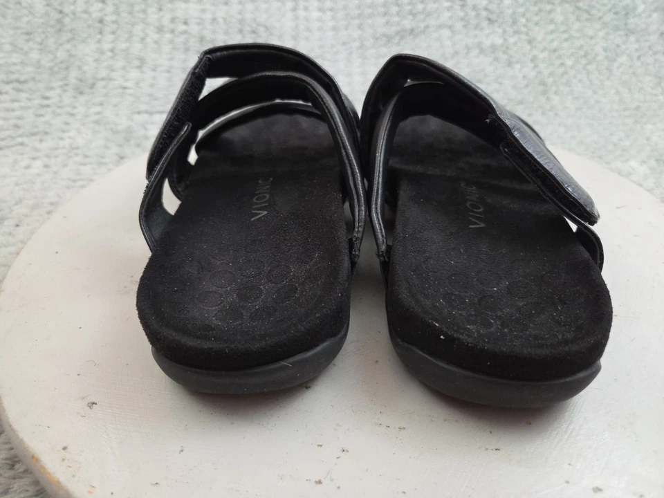 Sandalias Vionic con correa hinchada para mujer talla 7 charol negro sin cordones Foto 3 de 4