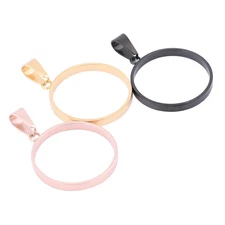"Open Bezel Pendants 25mm Stainless Rose Gold Black 10pcs Resin