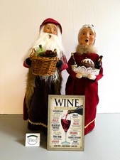 Byers Choice Wine Santa and Wine Mrs Claus plus Accessory Sign