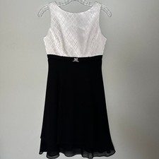 Vintage Black & white formal dress with rhinestone belt