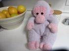 Vintage Ty Monkeybaby Purple&Pink Monkey Rattle Baby Stuffed Plush 1999