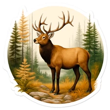 Elk in Forest - Vinyl Decal Sticker - Car Window Laptop - ebn20032