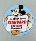 VINTAGE STANDARD GASOLINE MICKEY MOUSE GASOLINE GAS PUMP STATION PORCELAIN SIGN
