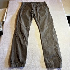 883 Police Mens Pants Jogger Trousers Gray Button Fly Elastic Cuff 33x31