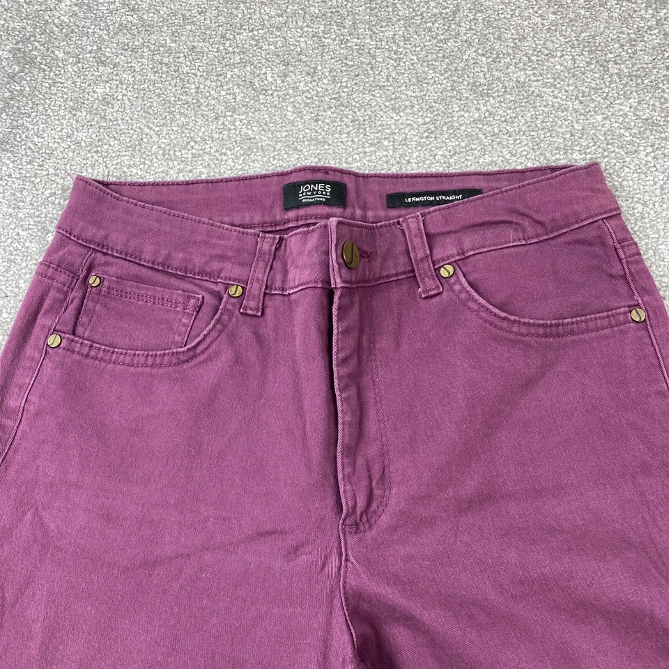 Jones New York Signature Lexington Straight Jeans Women's 6 Purple Dark Wash - Image 2 of 4