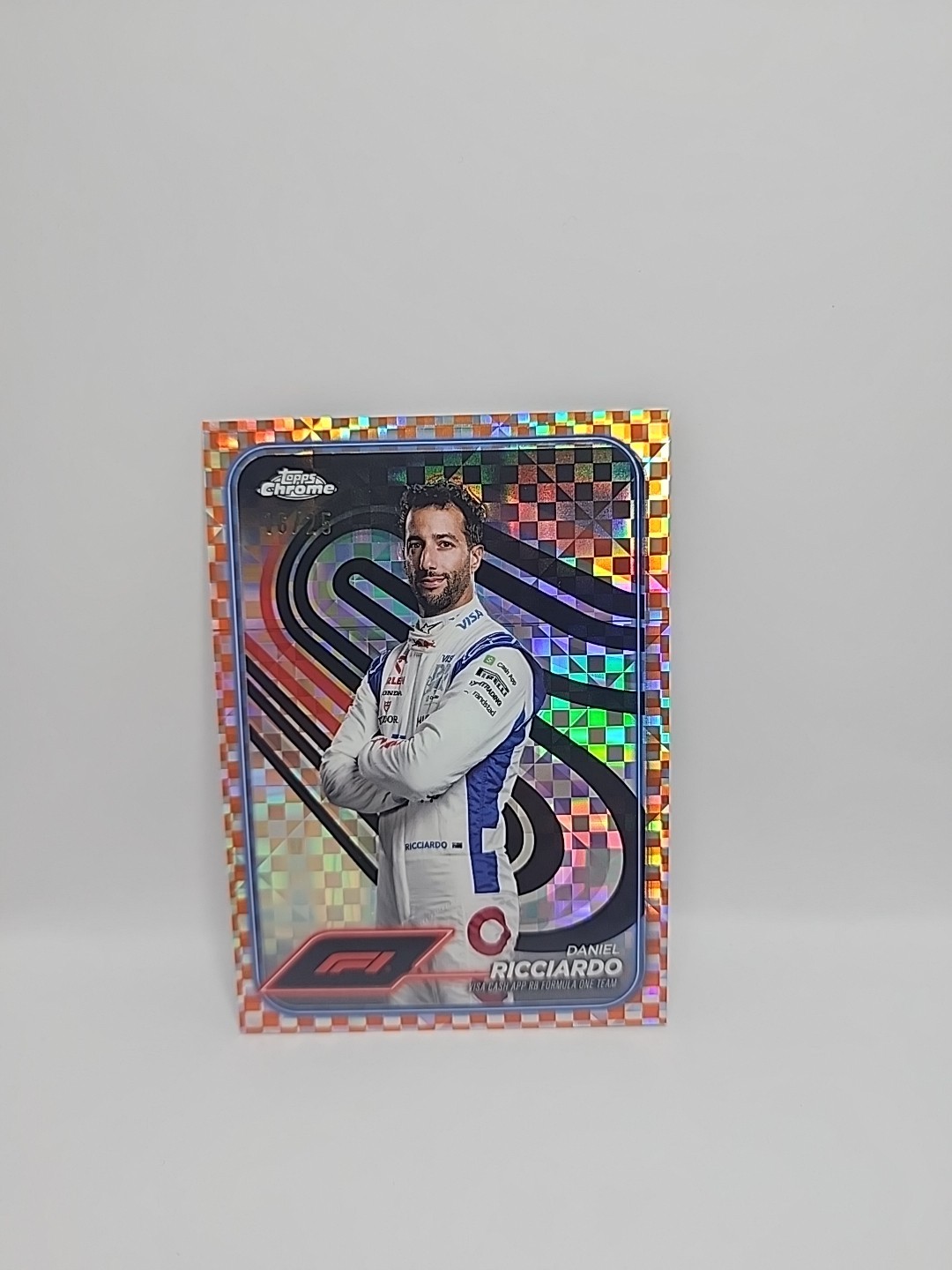 2024 Topps Chrome F1 Daniel Ricciardo Orange Checker Flag /25 #18