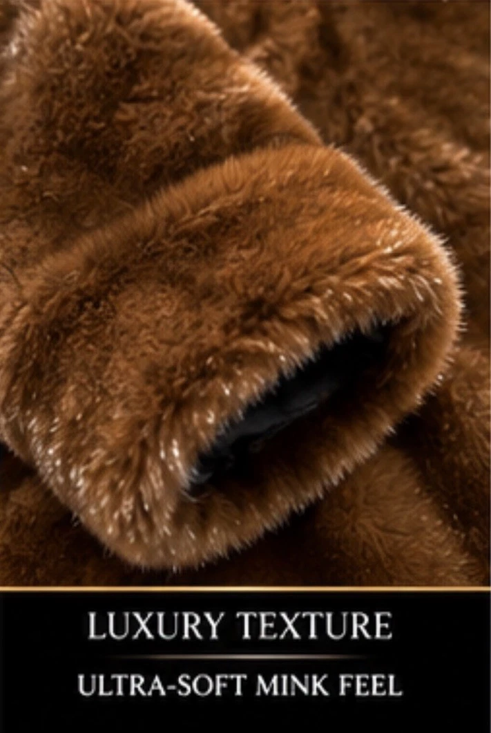 Russian Mink Style Coat Men M Rich Chestnut Brown elegant standout Buttons new - product detail image 2
