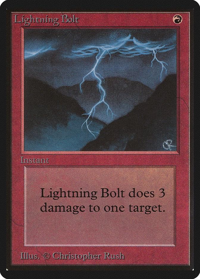 Magic MTG Beta Lightning Bolt MODERATELY PLAYED MP