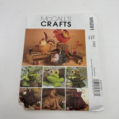 UC McCall's Craft Pattern #M5291 Cute Animal Sewing Caddies Frog Chicken Bear