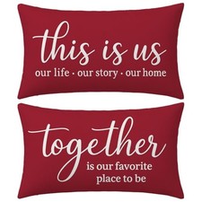 Decorative Pillow Covers 12x20 Inch Set of 2 This is 20" x 12" Pack of 2 Red