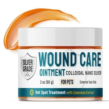 Silver Wound Care Ointment for Dog & Cat Skin Relief Hot Spot, Cuts, Irritations