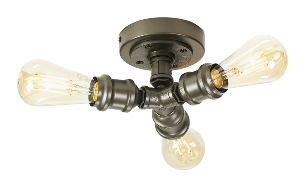 Ceiling Light Black Iron 3 Gun Metal Oaks Lighting 9603/3 GM
