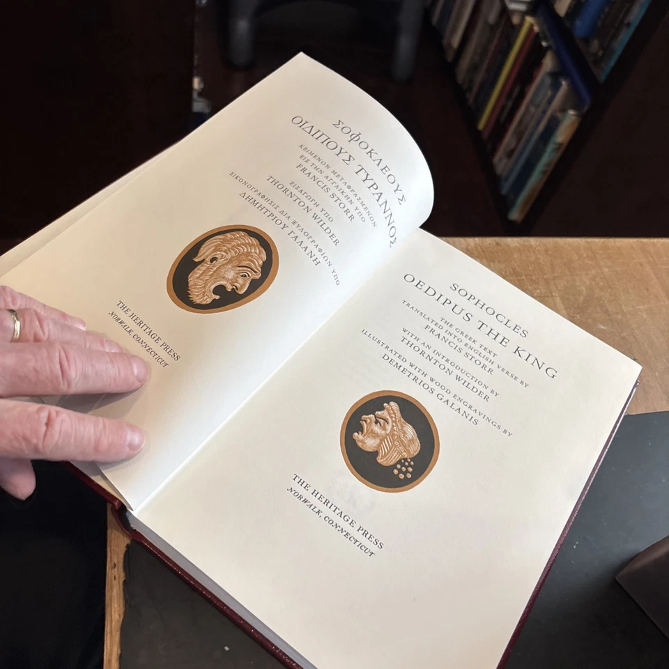 OEDIPUS THE KING : SOPHOCLES Greek Play Heritage Leather HC Slipcase Sandglass - Image 3 of 4