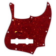 5String 10 Hole Jazz J Bass Style Pickguard Bass Scratch Plate 4Ply Red Tortoise