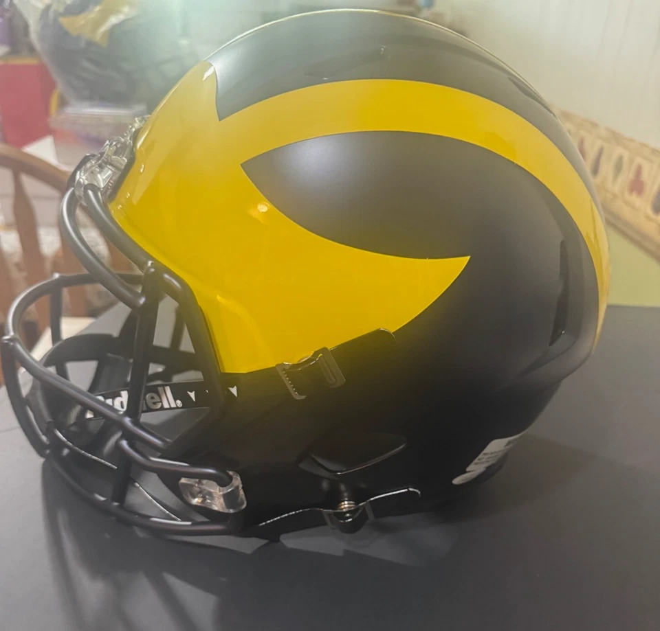 Michigan Wolverines BRYCE UNDERWOOD Signed Riddell Full Size Replica Helmet JSA - Image 4 of 4
