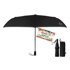 LILAC Windproof Travel Umbrella - Manual Folded Length: 11", Black 260T